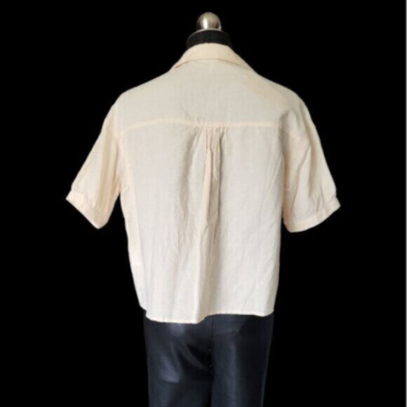 Linen Cotton Oversized Crop Top  ESQUALO Sz Small - Picture 7 of 11